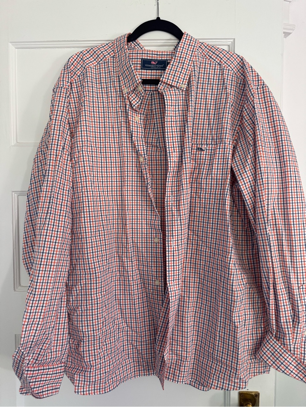 Vineyard Vines orange & Blue Check Button-Down Shirt